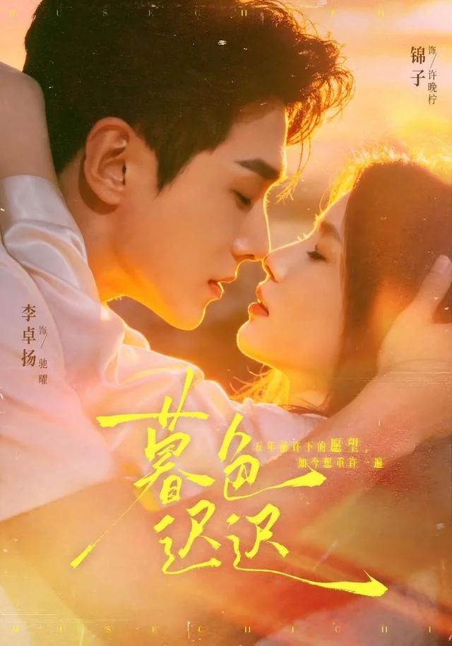暮色迟迟人物海报:成年男女在暖光中靠近
